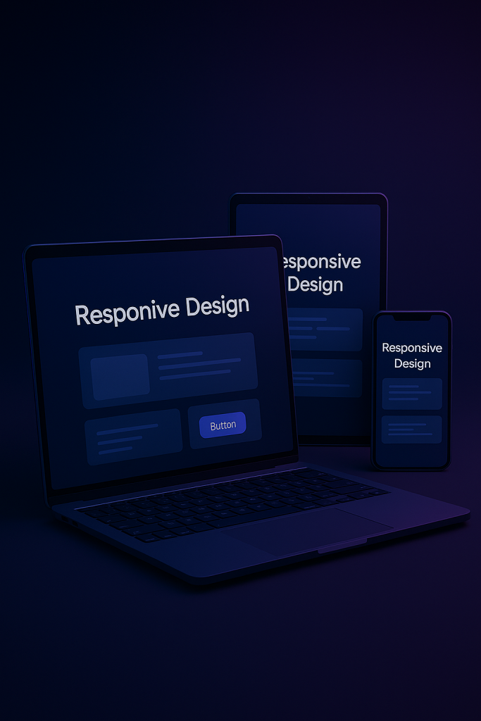 Responsive Design veranschaulicht auf drei geräten